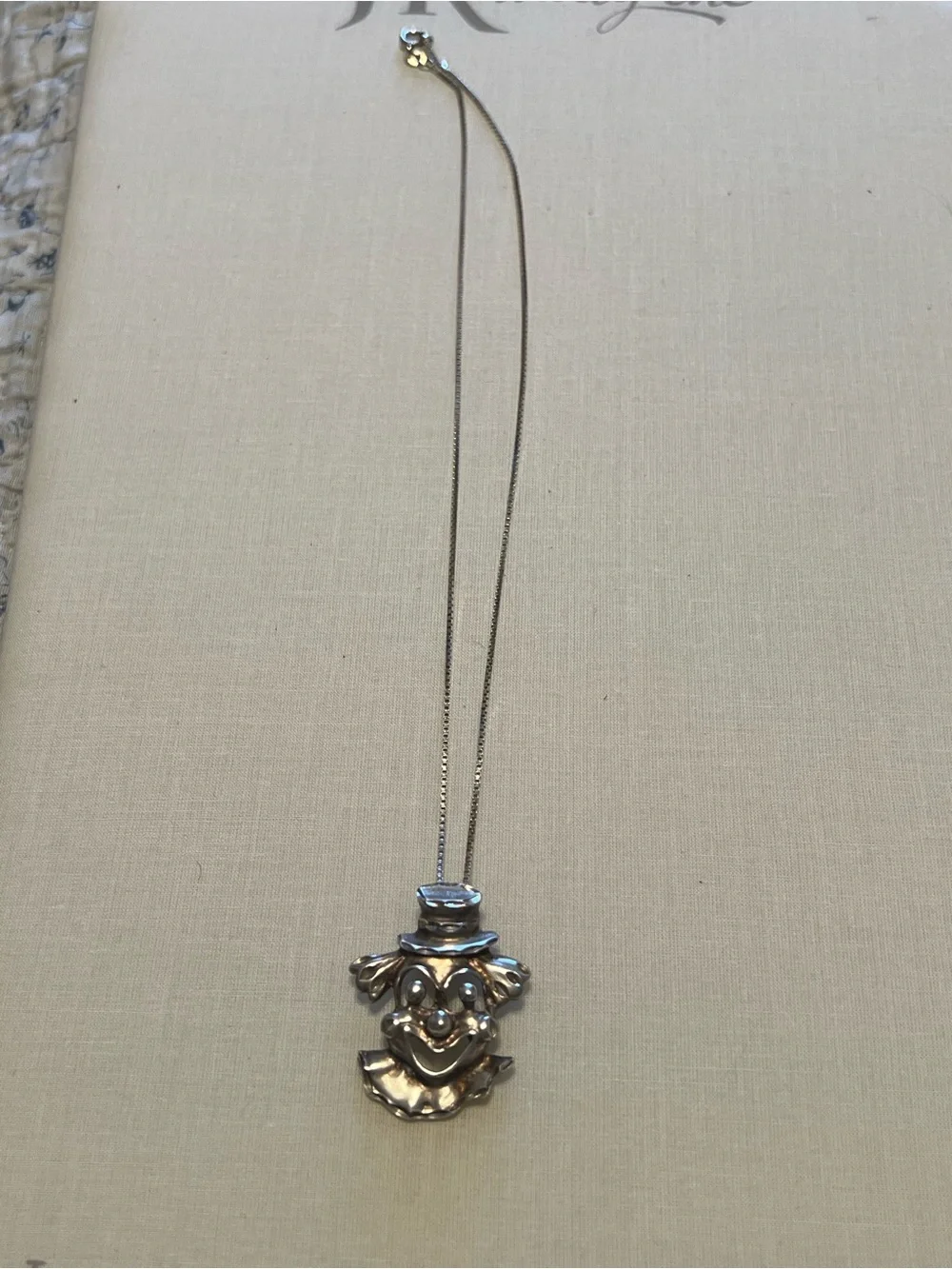 VINTAGE CLOWN CUT OUT SMILING DIAMOND CUT STERLING SILVER 925 PENDANT/NECKLACE